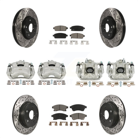 Front Rear Disc Brake Coated Caliper Drilled Slotted Rotors And Ceramic Pads Kit (10Pc) For Chevrolet Cruze Limited KCD-100371C by Transit Auto