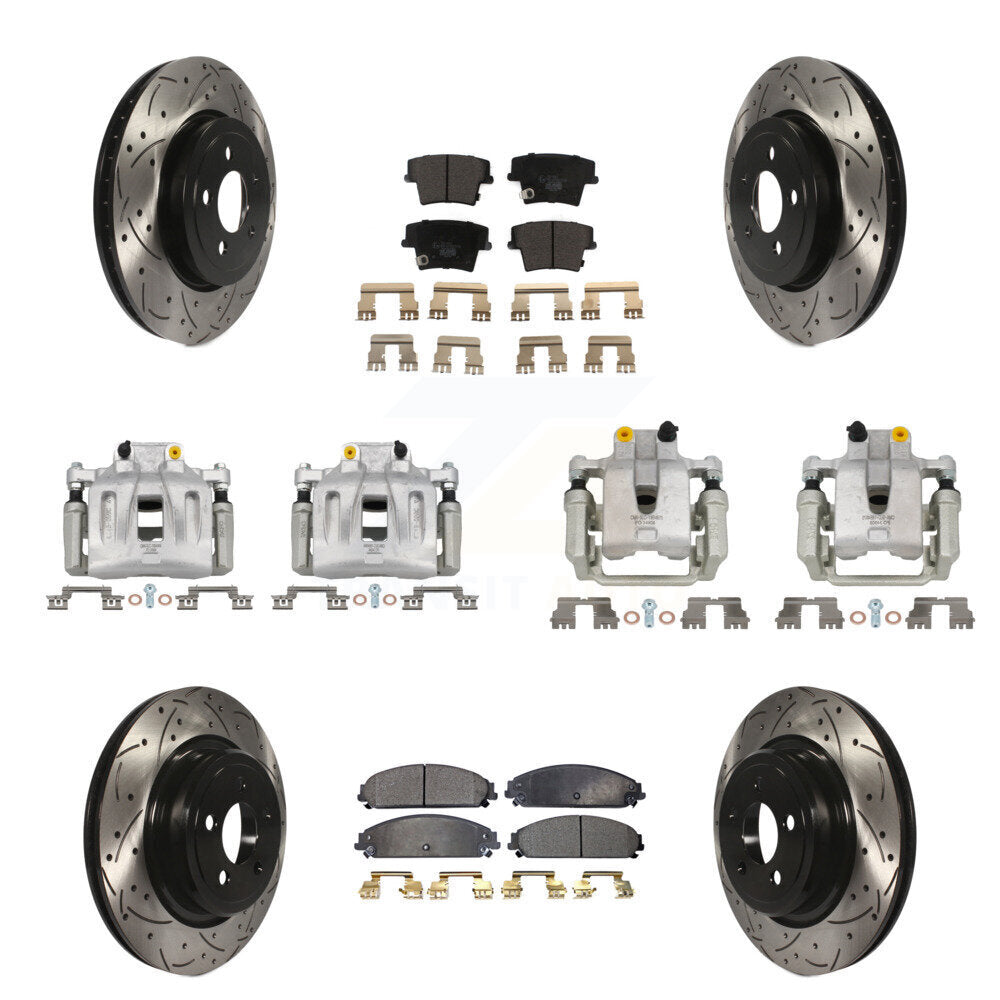 Front Rear Brake Caliper Drill Slot Rotors Ceramic Pad Kit (10Pc) For Dodge Charger 3.6L KCD-100374T