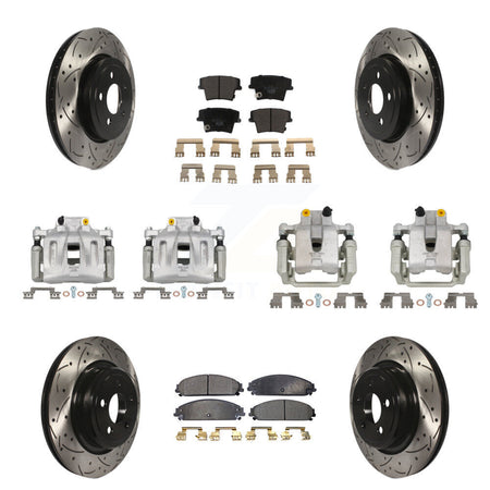 Front Rear Brake Caliper Drill Slot Rotors Ceramic Pad Kit (10Pc) For Dodge Charger 3.6L KCD-100374T