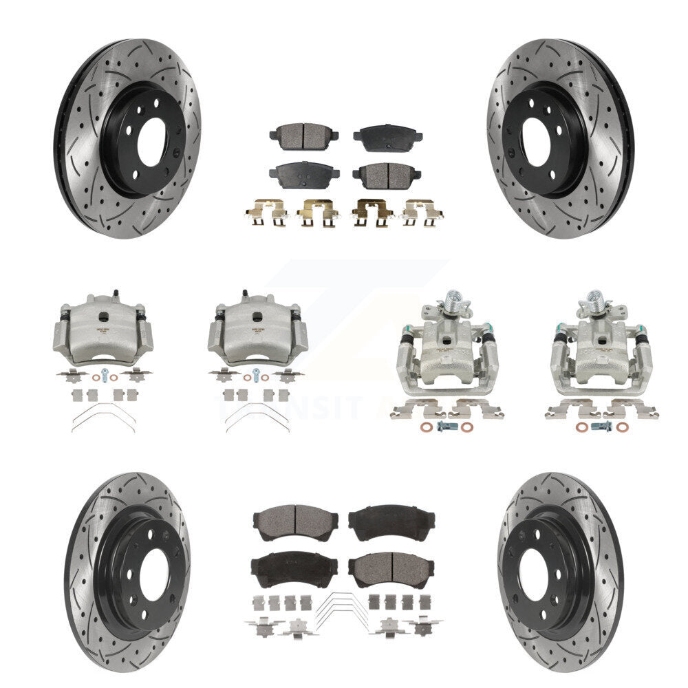 Front Rear Brake Caliper Drill Slot Rotor Ceramic Pad Kit (10Pc) For Ford Fusion Mazda 6 KCD-100375T