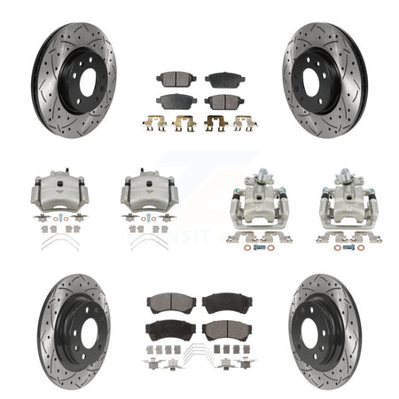 Front Rear Brake Caliper Drill Slot Rotor Ceramic Pad Kit (10Pc) For Ford Fusion Mazda 6 KCD-100375T
