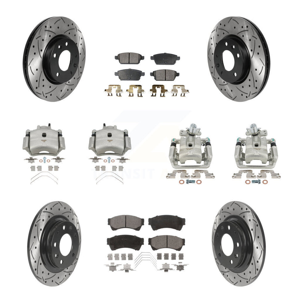 Front Rear Brake Caliper Drill Slot Rotor Ceramic Pad Kit (10Pc) For Ford Fusion Mazda 6 KCD-100375T