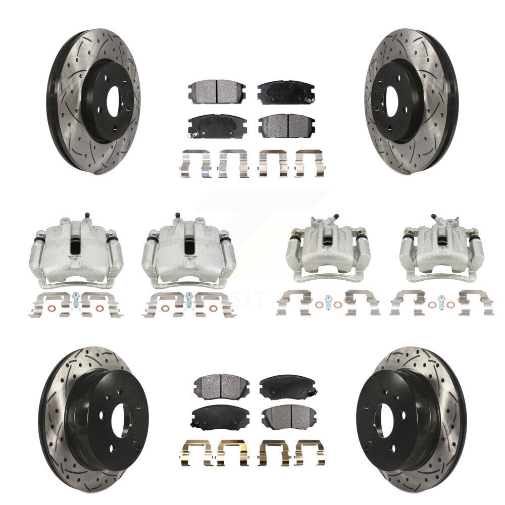 Front Rear Brake Caliper Drilled Slot Rotor Ceramic Pad Kit (10Pc) For Chevrolet Equinox KCD-100376T