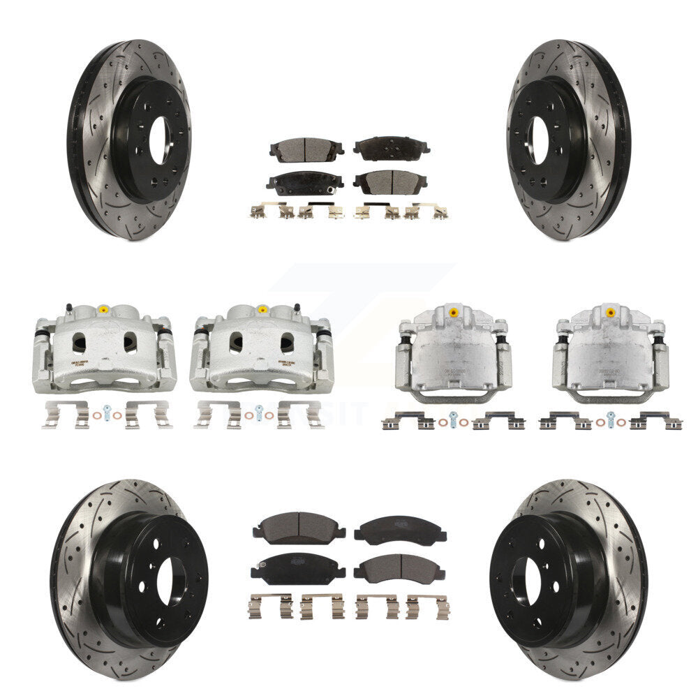 Front Rear Brake Caliper Drill Slot Rotors Ceramic Pad Kit (10Pc) For GMC Sierra 1500 XL KCD-100377T