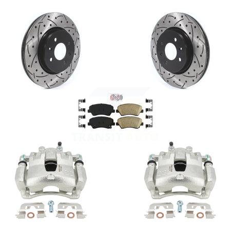 Front Disc Brake Coated Caliper Drilled Slotted Rotors And Ceramic Pads Kit For Kia Rio KCD-100378N by Transit Auto