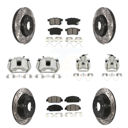 Front Rear Brake Caliper Drill Slot Rotors Semi-Metallic Pad Kit (10Pc) For Honda Accord KCD-100379S