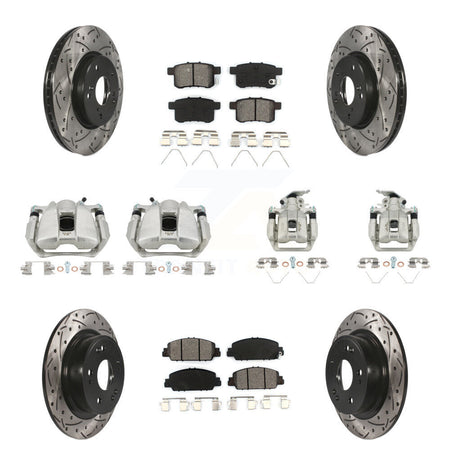 Front Rear Brake Caliper Drill Slot Rotors Semi-Metallic Pad Kit (10Pc) For Honda Accord KCD-100380S