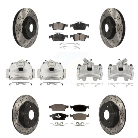 Front Rear Brake Caliper Drill Slot Rotor Semi-Metallic Pad Kit (10Pc) For Ford Focus ST KCD-100381P