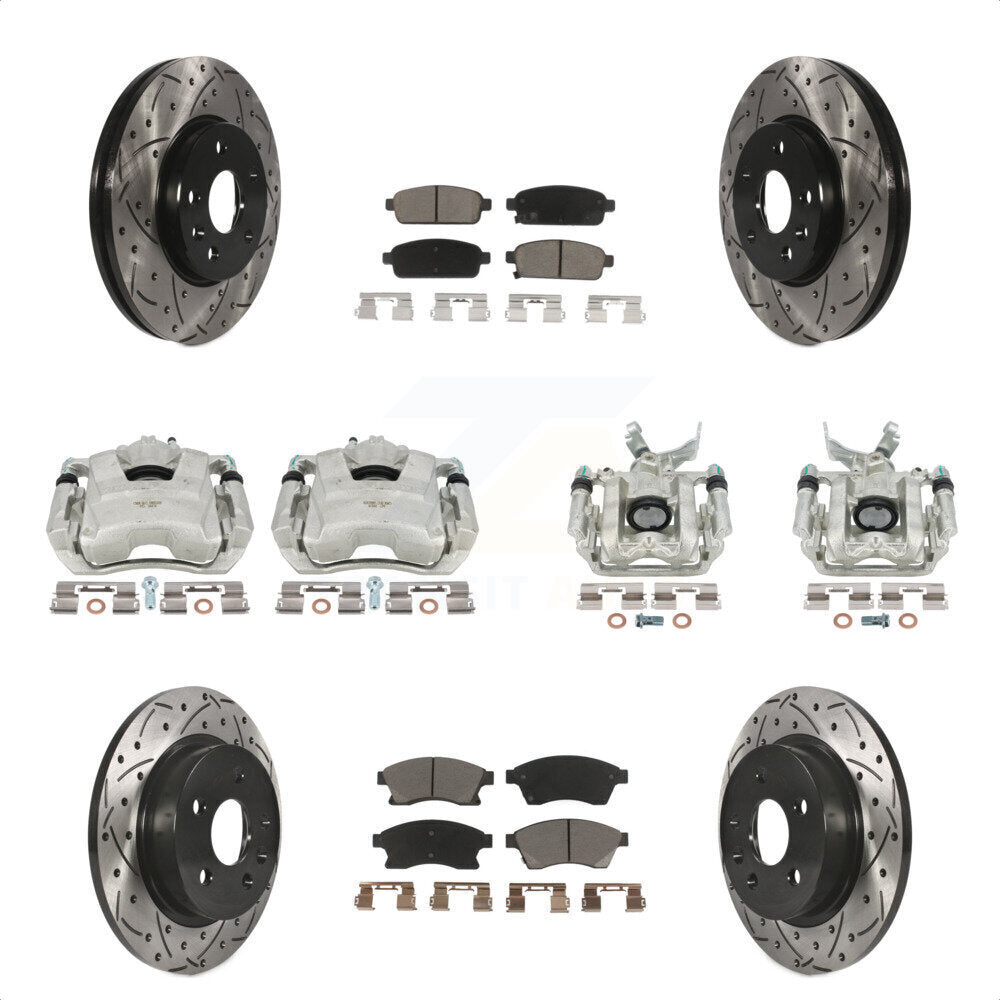 Front Rear Disc Brake Coated Caliper Drilled Slotted Rotors And Ceramic Pads Kit (10Pc) For Chevrolet Sonic KCD-100382C by Transit Auto