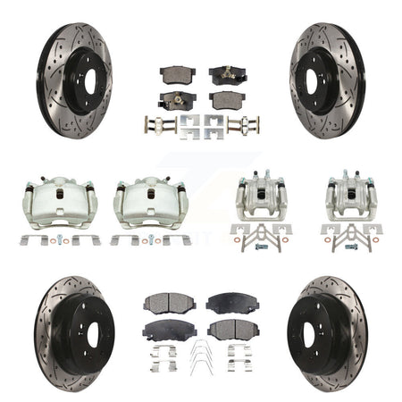 Front Rear Brake Caliper Drill Slotted Rotor Ceramic Pad Kit (10Pc) For 05-06 Honda CR-V KCD-100383T