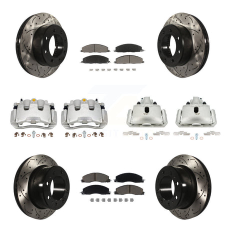 Front Rear Brake Coated Caliper Drill Slotted Rotors Ceramic Pad Kit (10Pc) For Ram 1500 KCD-100385C