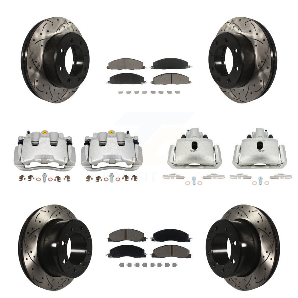 Front Rear Brake Coated Caliper Drill Slotted Rotors Ceramic Pad Kit (10Pc) For Ram 1500 KCD-100385C