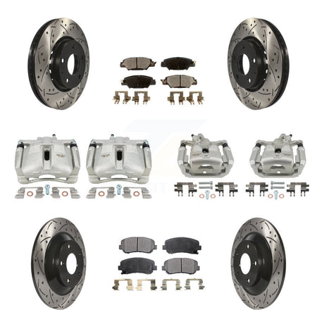 Front Rear Brake Coated Caliper Drilled Slot Rotor Ceramic Pad Kit (10Pc) For Mazda CX-5 KCD-100386T
