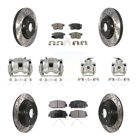 Front Rear Brake Caliper Drill Slot Rotors Semi-Metallic Pad Kit (10Pc) For Honda Accord KCD-100387P
