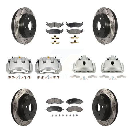 Front Rear Brake Caliper Drill Slotted Rotor Ceramic Pad Kit (10Pc) For Ram 1500 Classic KCD-100387T