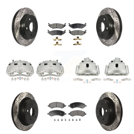 Front Rear Brake Coat Caliper Drill Slot Rotor Ceramic Pad Kit (10Pc) For Dodge Ram 1500 KCD-100389T