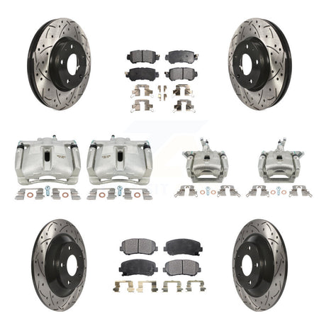 Front Rear Brake Caliper Drill Slotted Rotor Semi-Metallic Pad Kit (10Pc) For Mazda CX-5 KCD-100391P