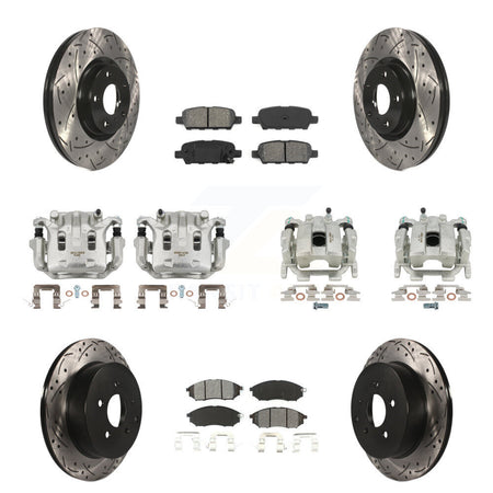 Front Rear Brake Caliper Drill Slot Rotor Semi-Metallic Pad Kit (10Pc) For Nissan Murano KCD-100392S