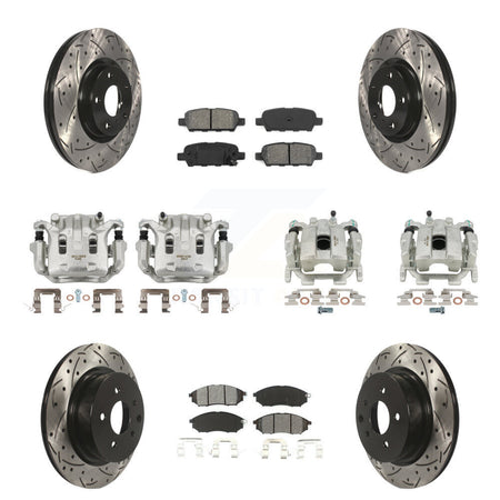 Front Rear Brake Caliper Drill Slot Rotors Semi-Metallic Pad Kit (10Pc) For INFINITI G37 KCD-100395S