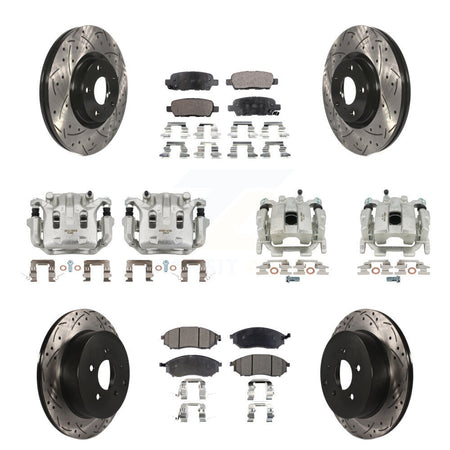 Front Rear Brake Caliper Drill Slot Rotor Semi-Metallic Pad Kit (10Pc) For Nissan Murano KCD-100401P