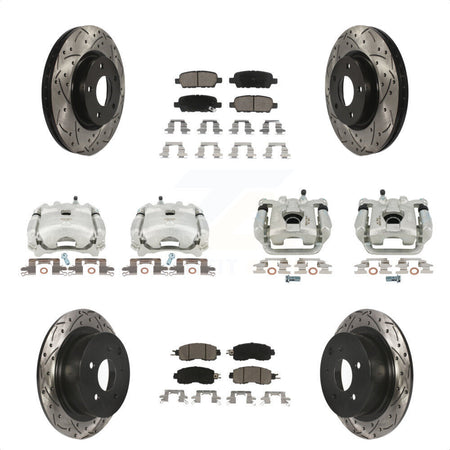 Front Rear Disc Brake Coated Caliper Drilled Slotted Rotors And Ceramic Pads Kit (10Pc) For Nissan Altima KCD-100405C by Transit Auto