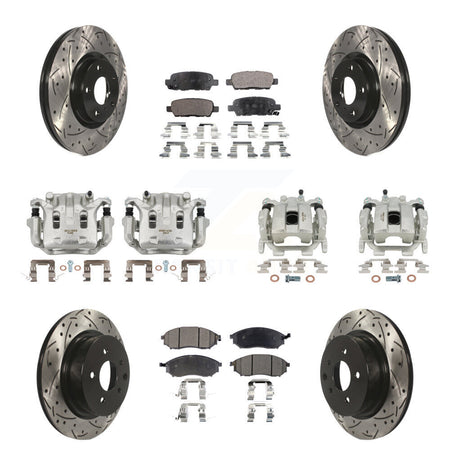 Front Rear Brake Caliper Drill Slot Rotor Semi-Metallic Pad Kit (10Pc) For INFINITI EX35 KCD-100405P