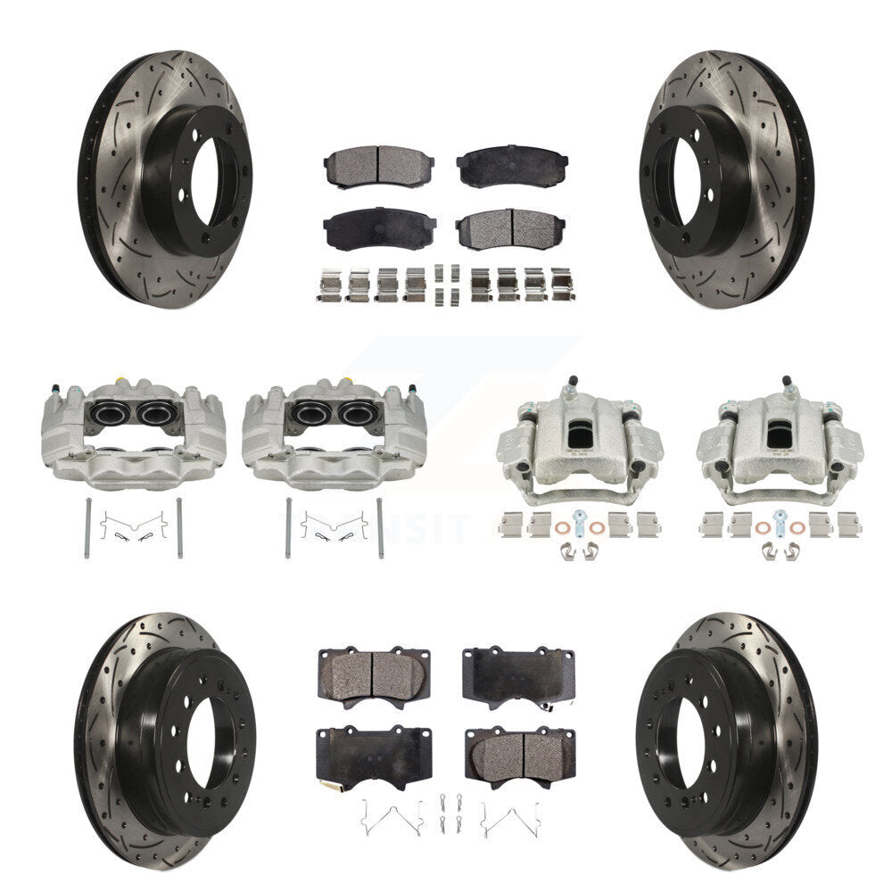 Front Rear Brake Caliper Drilled Slot Rotor Ceramic Pad Kit (10Pc) For Toyota FJ Cruiser KCD-100405T