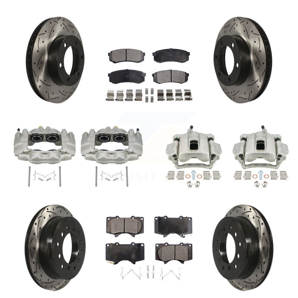 Front Rear Brake Caliper Drilled Slot Rotor Ceramic Pad Kit (10Pc) For Toyota FJ Cruiser KCD-100405T