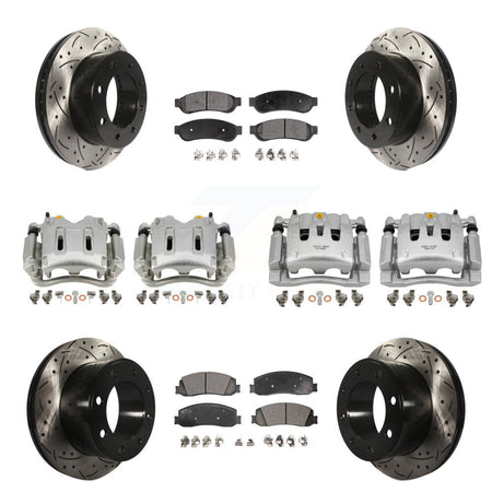 Front Rear Brake Caliper Drill Slotted Rotor Ceramic Pad Kit (10Pc) For Ford F-350 Super KCD-100407T
