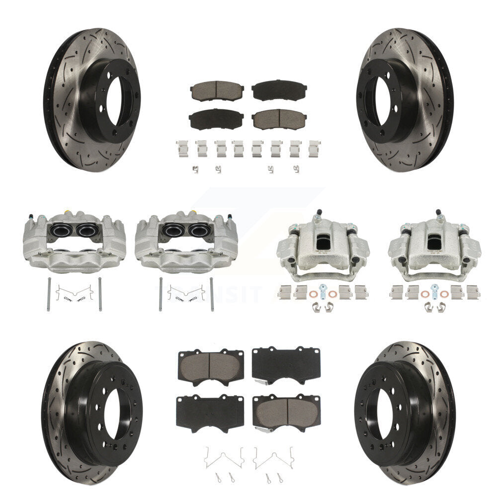 Front Rear Brake Caliper Drilled Slot Rotor Ceramic Pad Kit (10Pc) For Toyota FJ Cruiser KCD-100408C