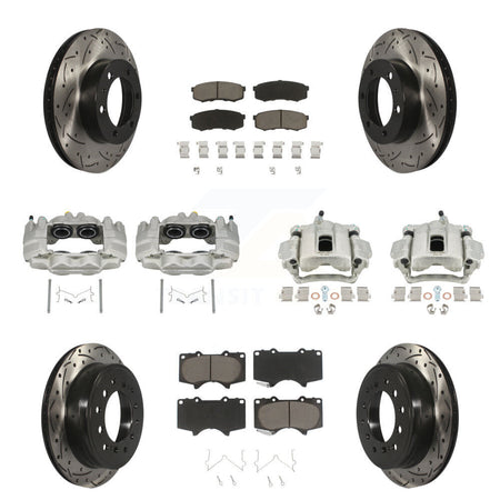 Front Rear Brake Caliper Drilled Slot Rotor Ceramic Pad Kit (10Pc) For Toyota FJ Cruiser KCD-100408C