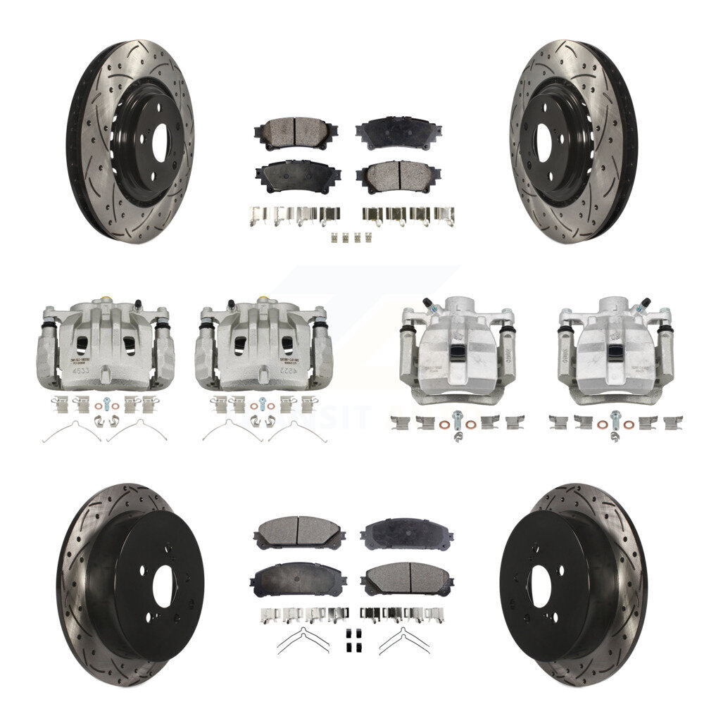 Front Rear Brake Caliper Drill Slot Rotors Ceramic Pad Kit (10Pc) For Lexus RX350 RX450h KCD-100411T