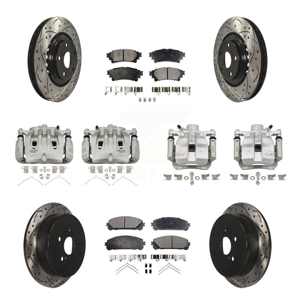 Front Rear Brake Caliper Drill Slot Rotors Ceramic Pad Kit (10Pc) For Lexus RX350 RX450h KCD-100411T