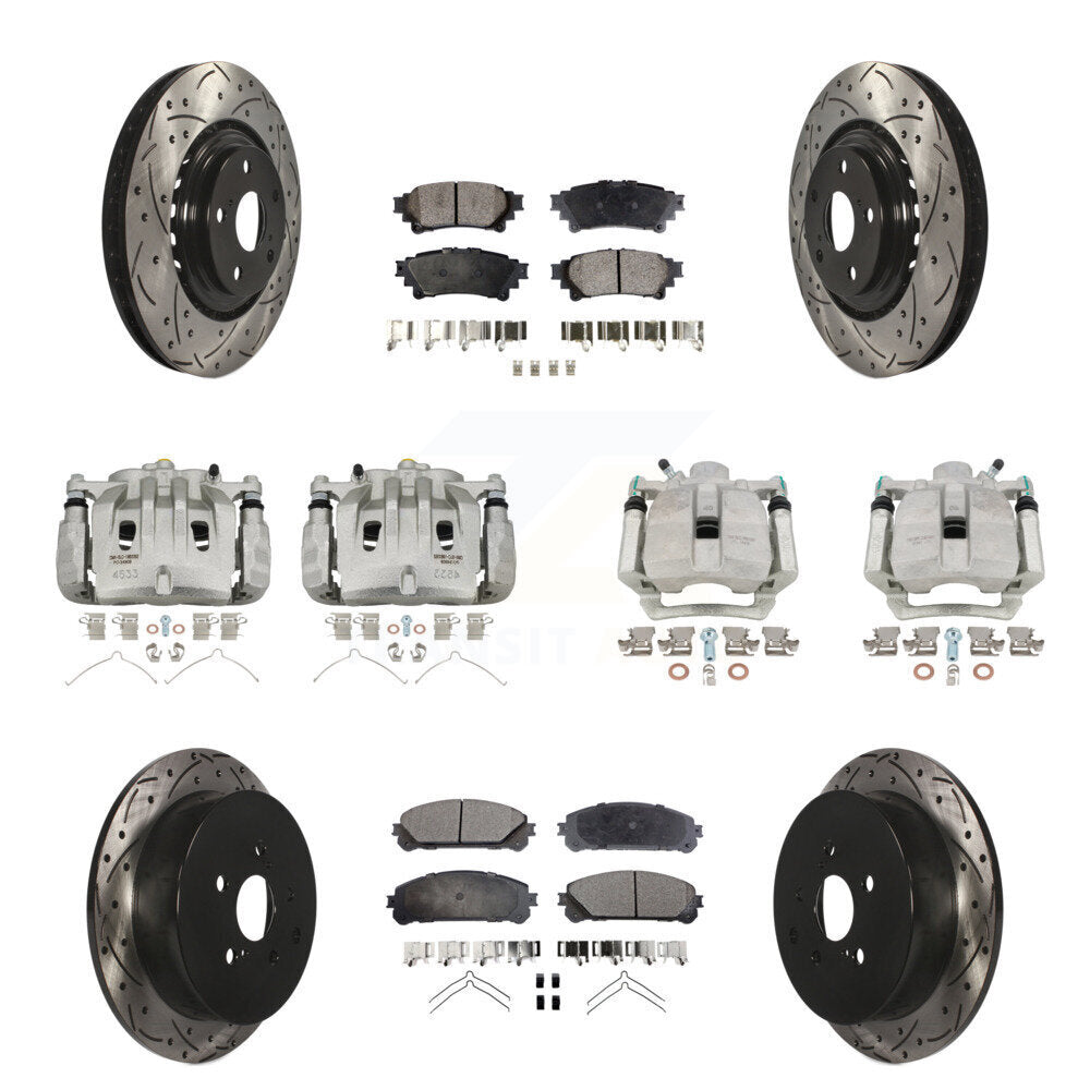 Front Rear Brake Caliper Drill Slot Rotors Ceramic Pad Kit (10Pc) For Lexus RX350 RX450h KCD-100412T