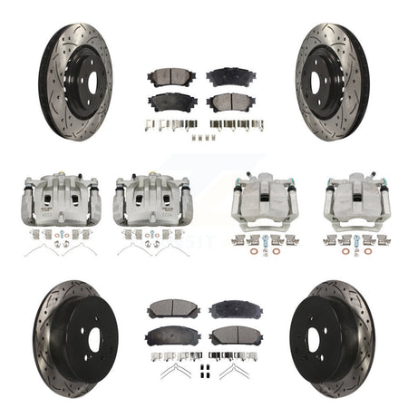 Front Rear Brake Caliper Drill Slot Rotors Ceramic Pad Kit (10Pc) For Lexus RX350 RX450h KCD-100412T