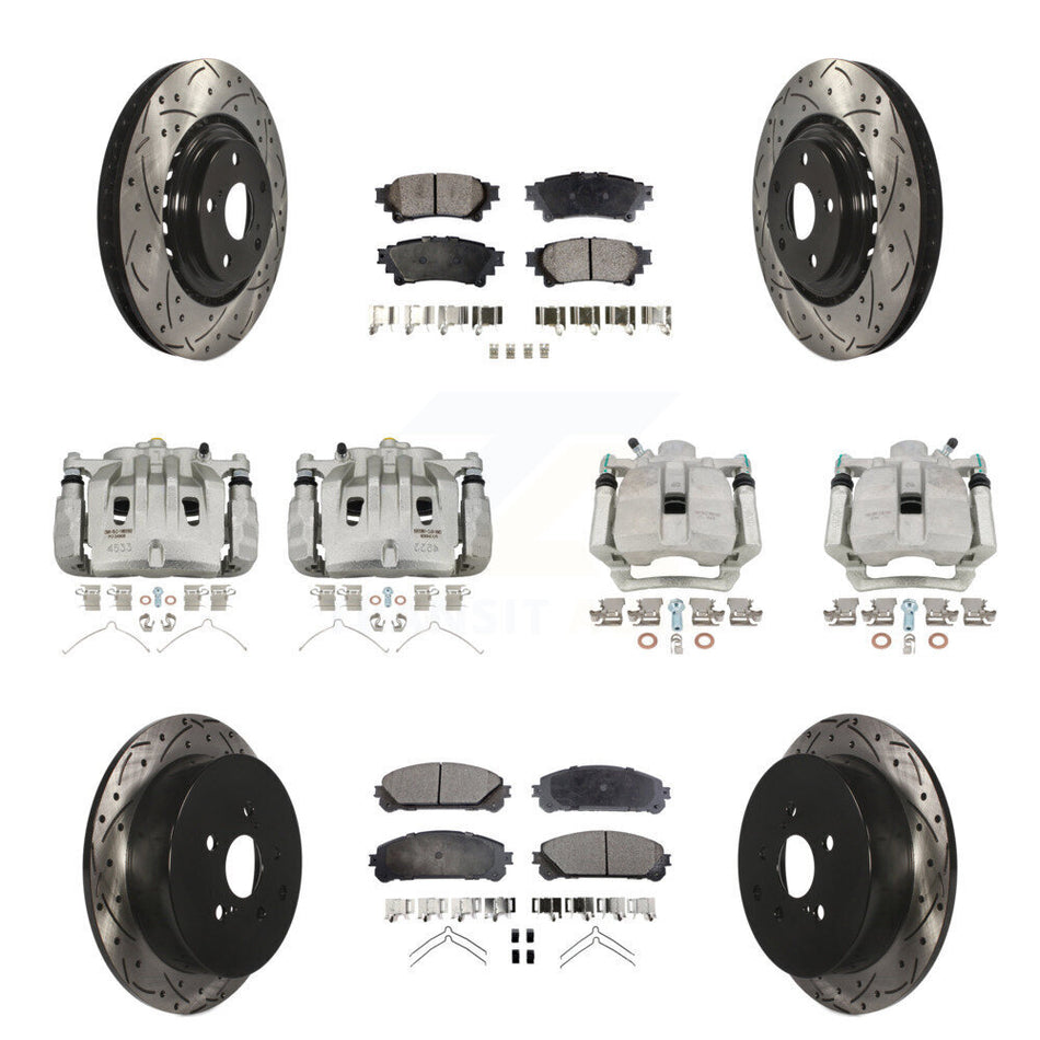 Front Rear Brake Caliper Drill Slot Rotors Ceramic Pad Kit (10Pc) For Lexus RX350 RX450h KCD-100412T