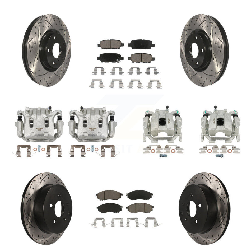 Front Rear Brake Caliper Drill Slot Rotors Ceramic Pad Kit (10Pc) For Nissan Murano QX70 KCD-100413C