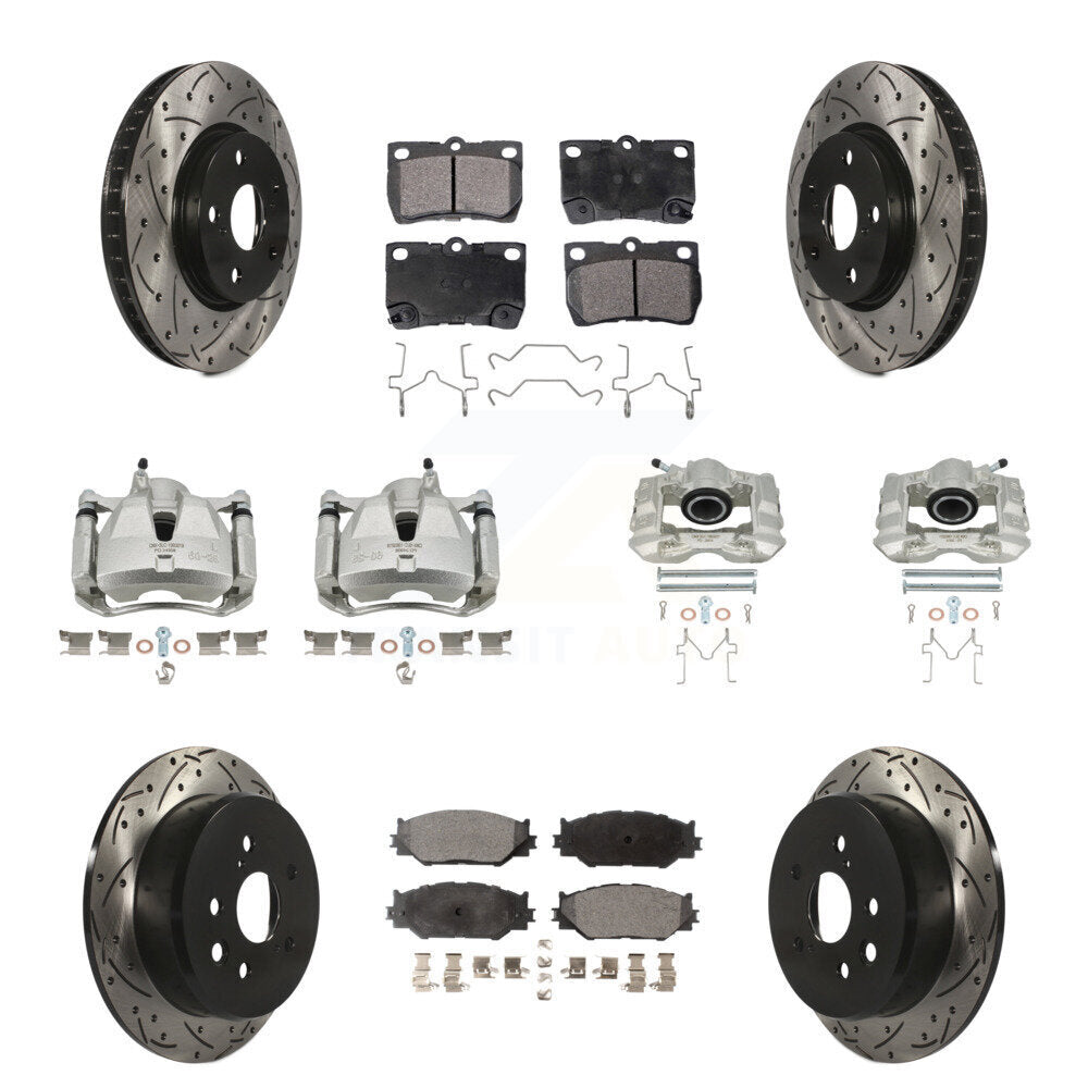 Front Rear Brake Coated Caliper Drill Slot Rotors Ceramic Pad Kit (10Pc) For Lexus IS250 KCD-100413T