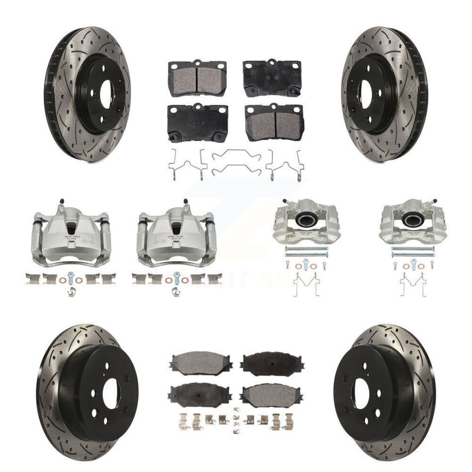 Front Rear Brake Coated Caliper Drill Slot Rotors Ceramic Pad Kit (10Pc) For Lexus IS250 KCD-100413T