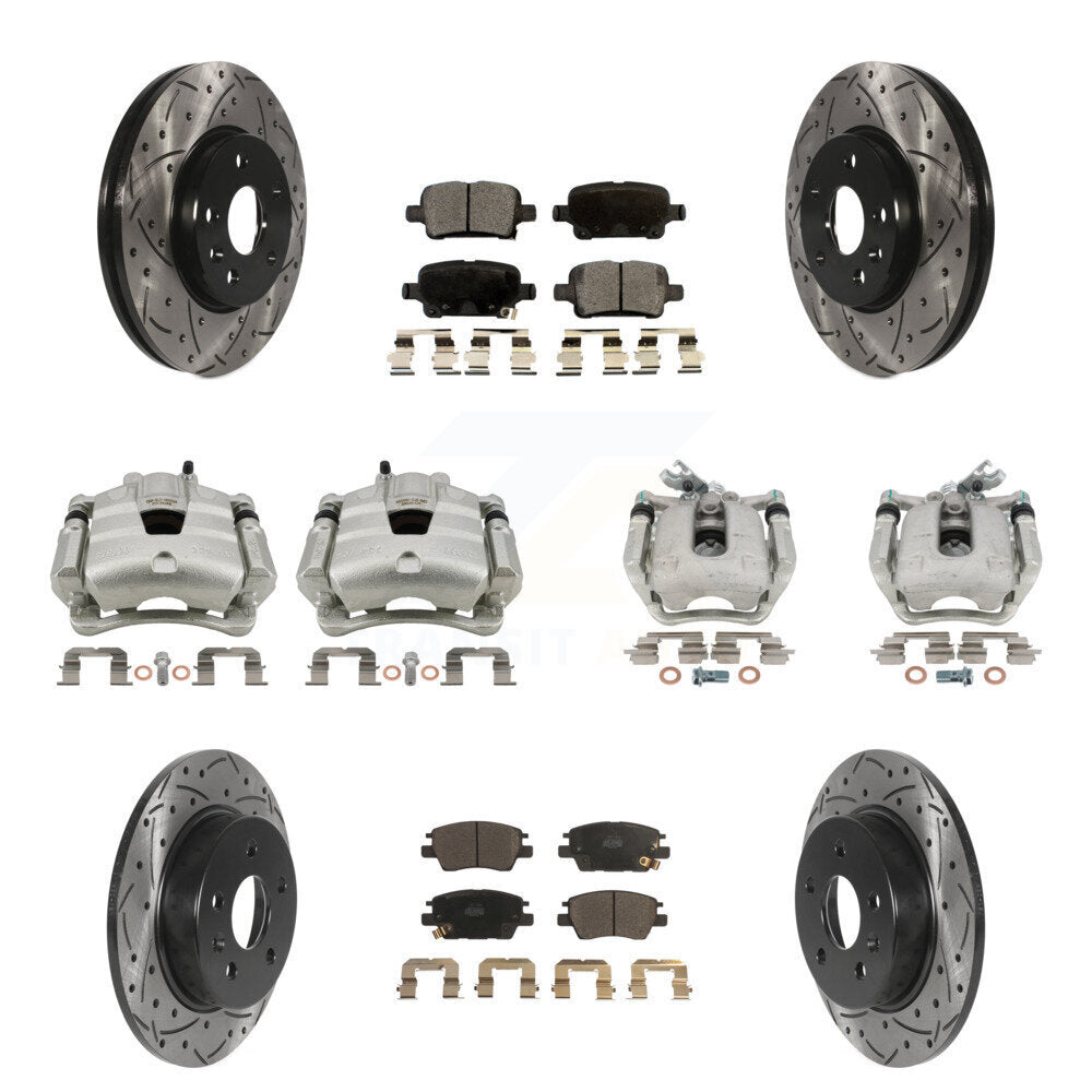 Front Rear Brake Caliper Drill Slotted Rotors Ceramic Pad Kit (10Pc) For Chevrolet Cruze KCD-100414T