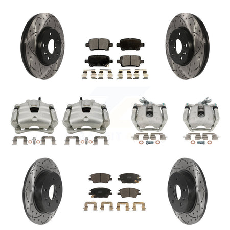 Front Rear Brake Caliper Drill Slotted Rotors Ceramic Pad Kit (10Pc) For Chevrolet Cruze KCD-100414T