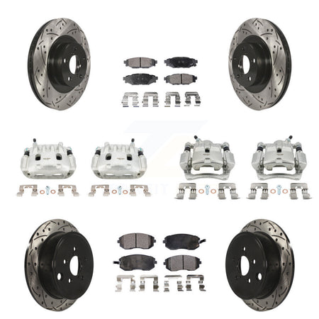 Front Rear Brake Caliper Drill Slot Rotors Ceramic Pad Kit (10Pc) For Subaru Impreza WRX KCD-100416T