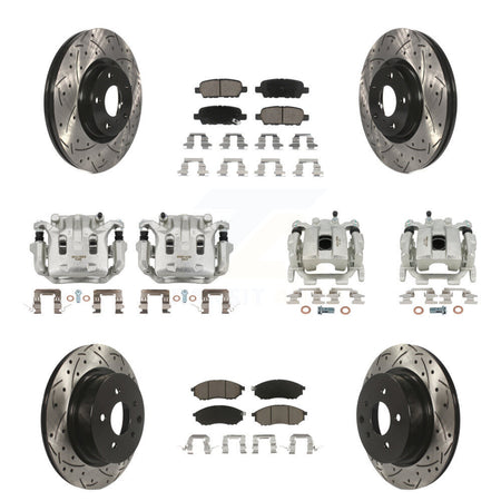 Front Rear Brake Caliper Drill Slot Rotor Ceramic Pad Kit (10Pc) For 08-12 INFINITI EX35 KCD-100417C