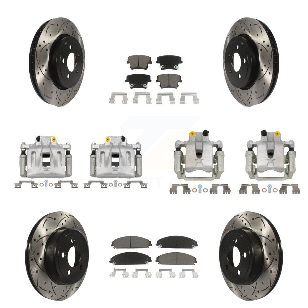 Front Rear Brake Coated Caliper Drill Slot Rotor Ceramic Pad Kit (10Pc) For Chrysler 300 KCD-100421C