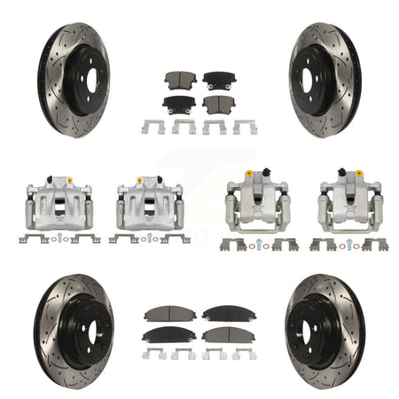 Front Rear Brake Caliper Drill Slot Rotors Ceramic Pad Kit (10Pc) For Dodge Charger 3.6L KCD-100422C