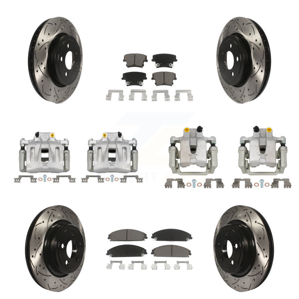 Front Rear Brake Caliper Drill Slot Rotors Ceramic Pad Kit (10Pc) For Dodge Charger 3.6L KCD-100422C