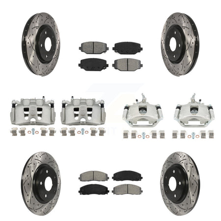 Front Rear Brake Caliper Drill Slot Rotor Semi-Metallic Pad Kit (10Pc) For Dodge Journey KCD-100422S