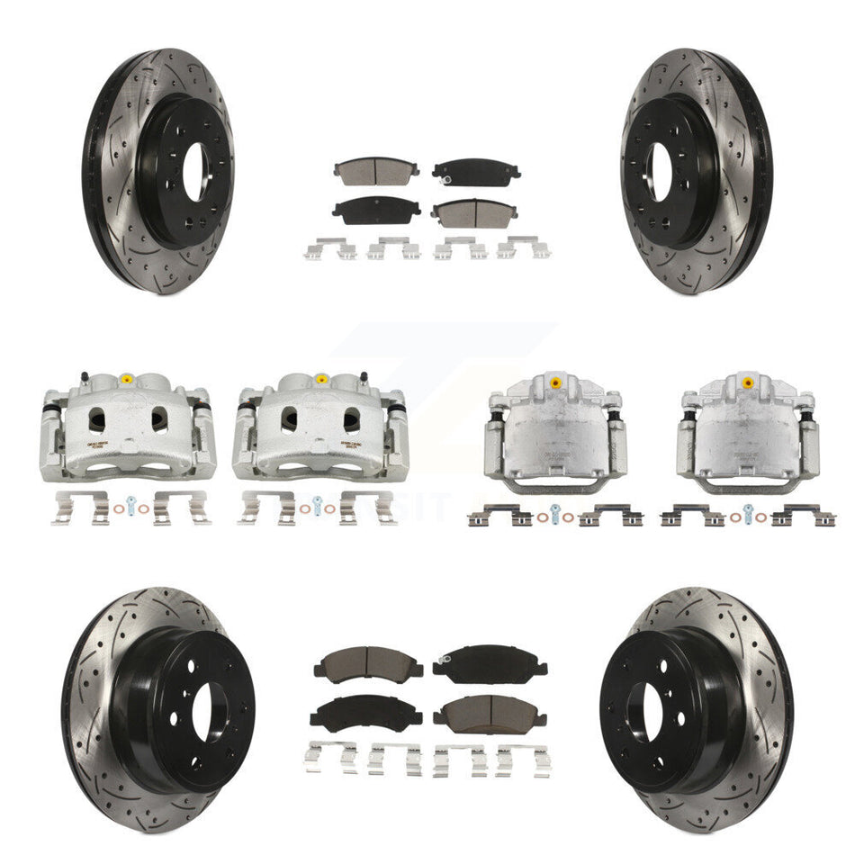 Front Rear Brake Caliper Drill Slot Rotors Ceramic Pad Kit (10Pc) For Chevrolet GMC 1500 KCD-100423C