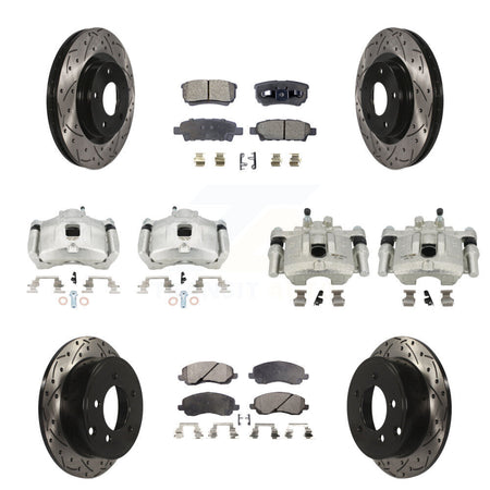 Front Rear Brake Caliper Drill Slot Rotors Semi-Metallic Pad Kit (10Pc) For Jeep Patriot KCD-100424P