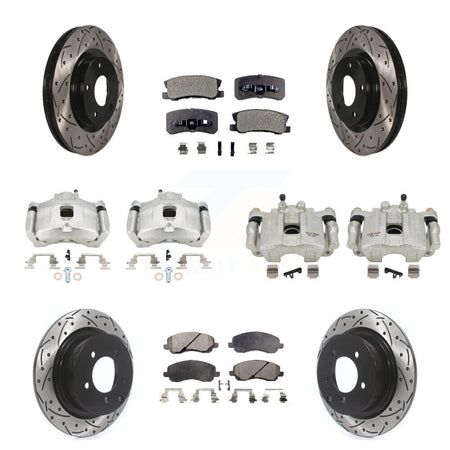 Front Rear Brake Caliper Drill Slot Rotors Semi-Metallic Pad Kit (10Pc) For Jeep Patriot KCD-100425P